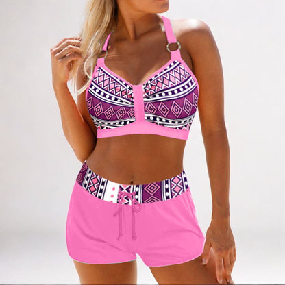 High-Waisted Bikini with Geometric Pattern