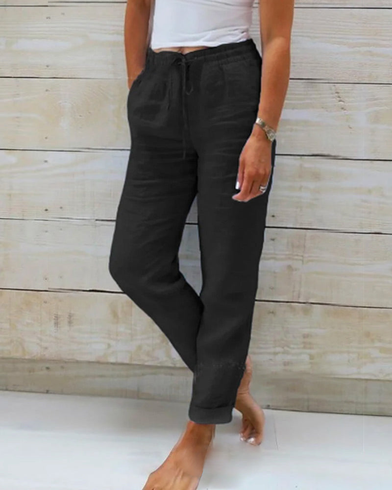 Monika | Elastic Cotton and Polyester Pants