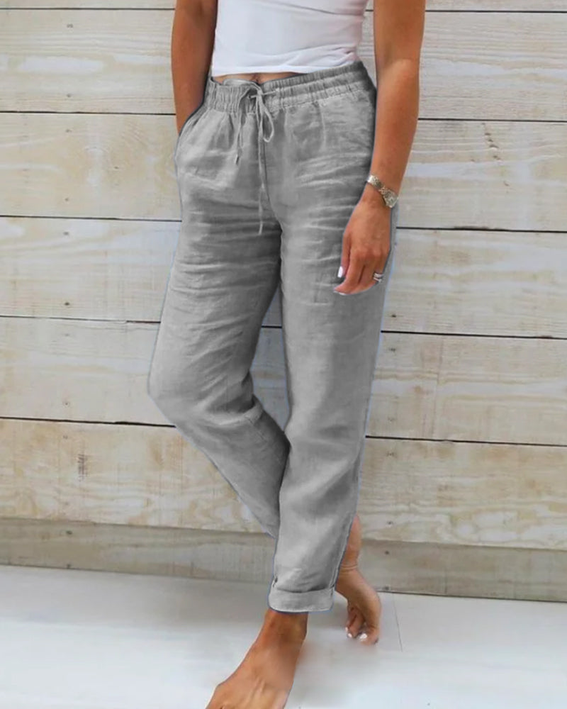 Monika | Elastic Cotton and Polyester Pants