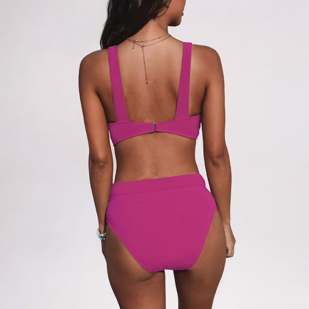 Solid Color High Waist Bikini