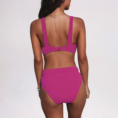 Solid Color High Waist Bikini