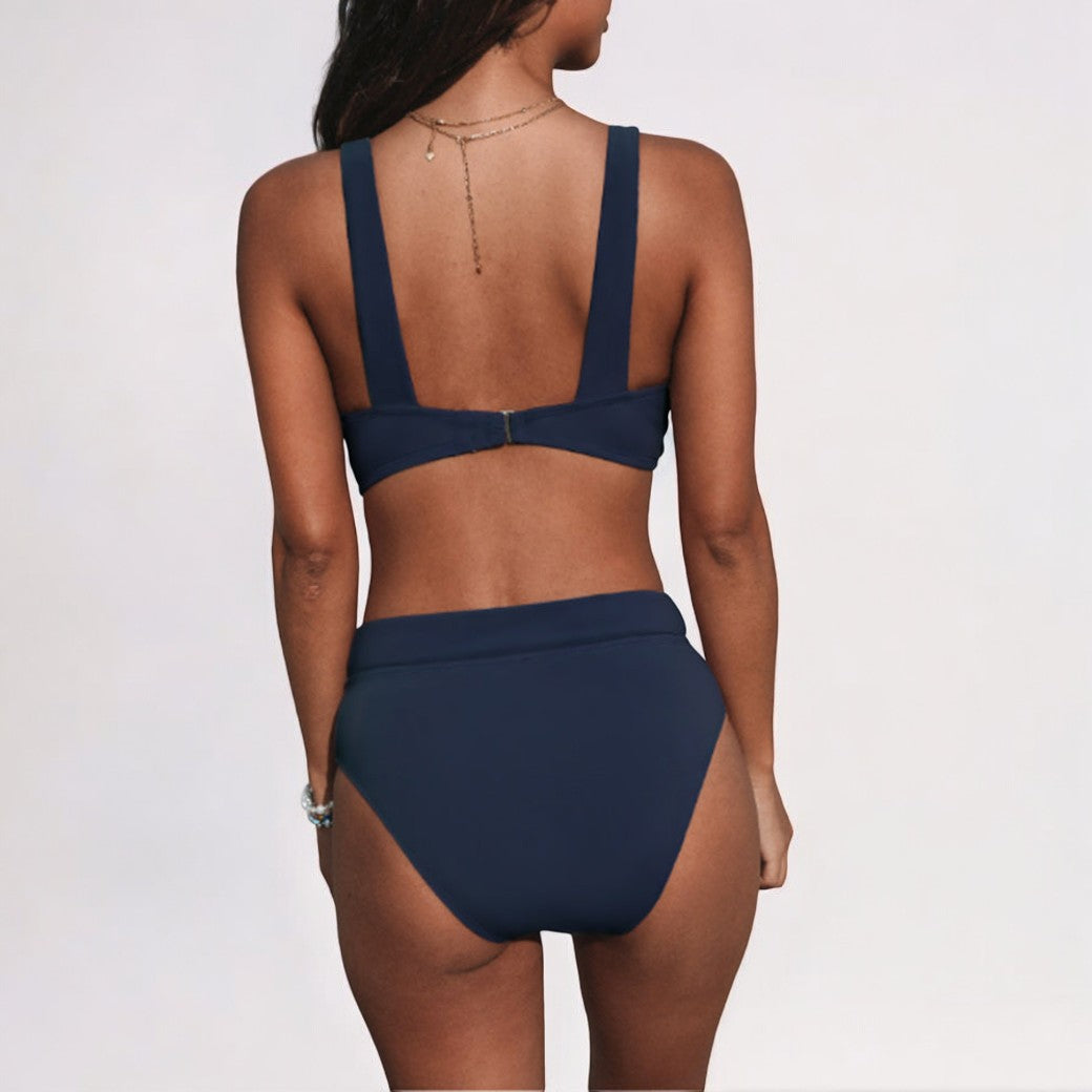 Solid Color High Waist Bikini