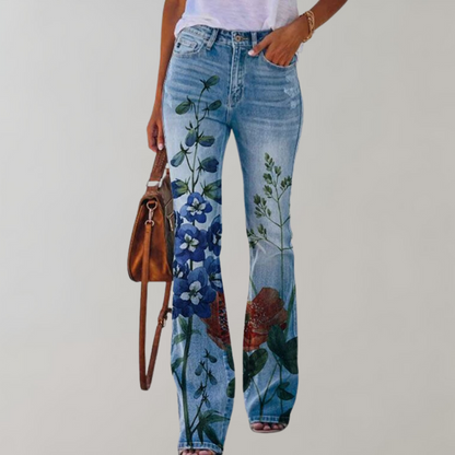 Dulce | Denim Pants with Floral Pattern