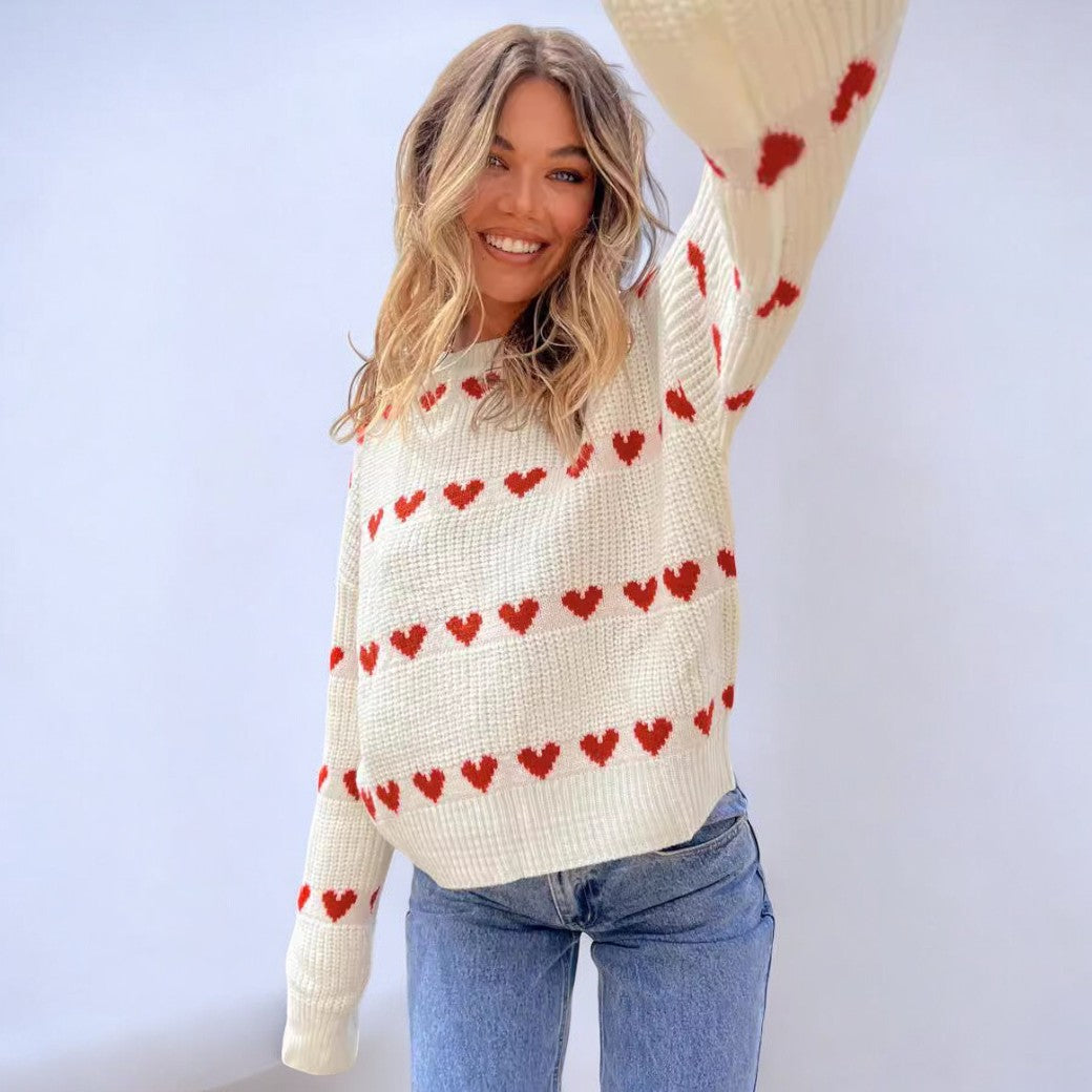 Lia | Sweet Sweater with Heart Pattern