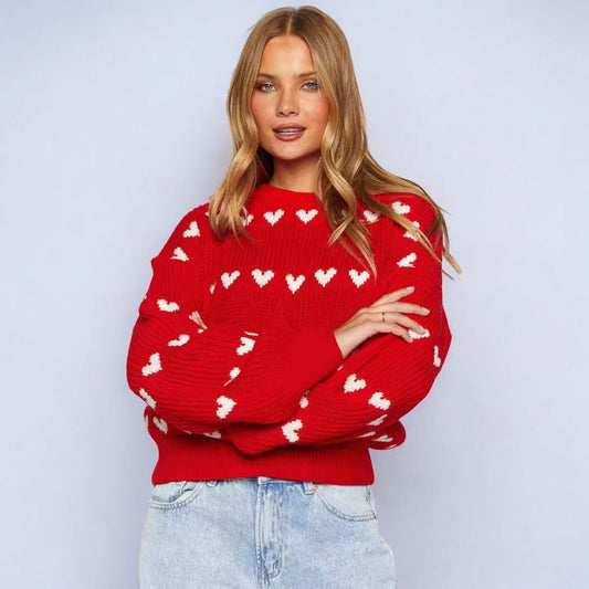 Lia | Sweet Sweater with Heart Pattern