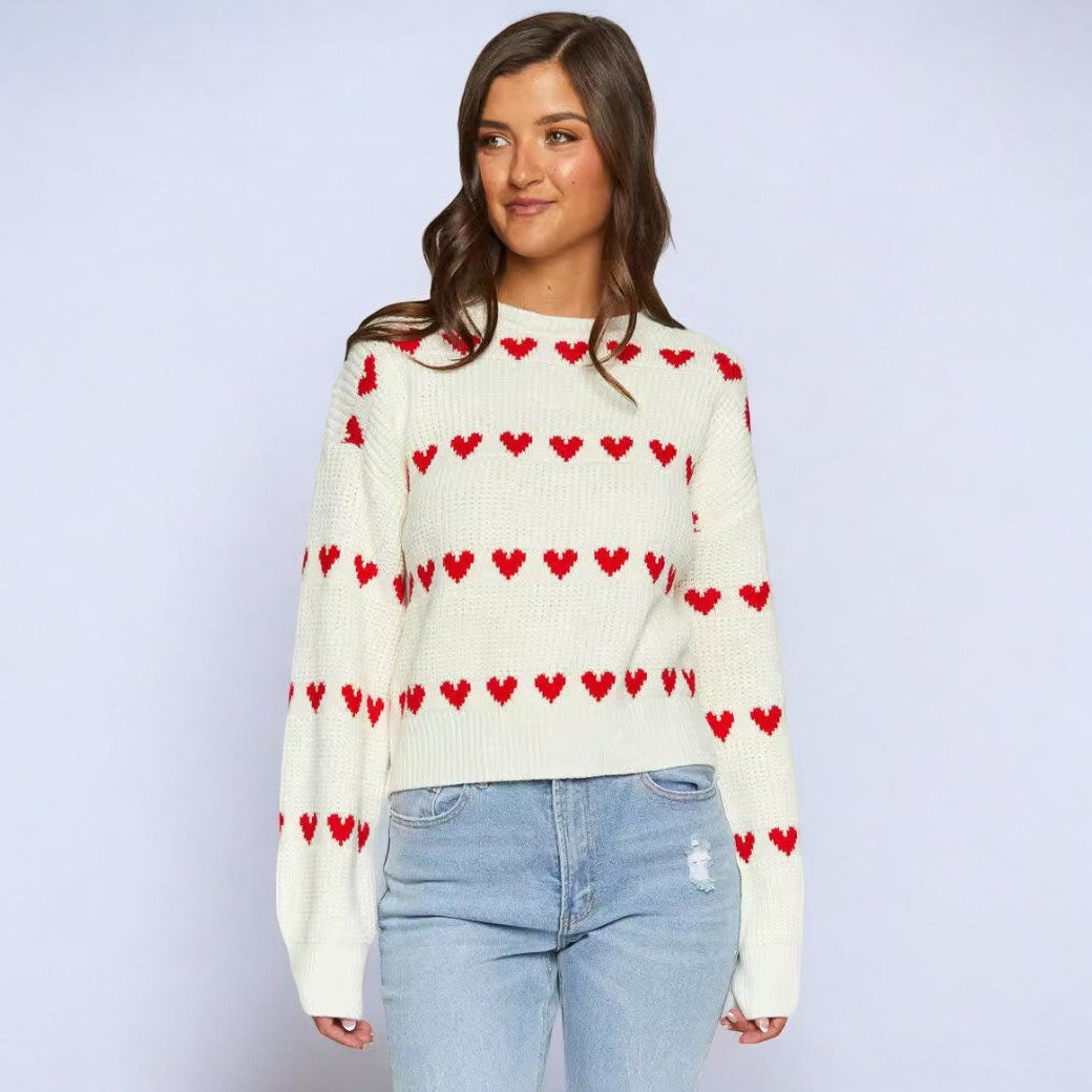 Lia | Sweet Sweater with Heart Pattern