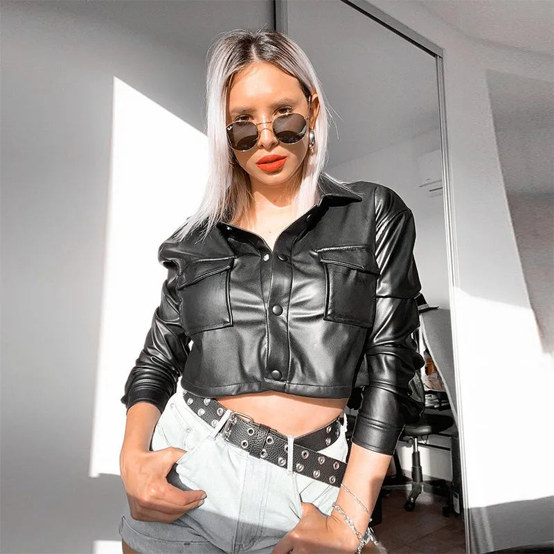 Lykamae™ Crop top leather jacket