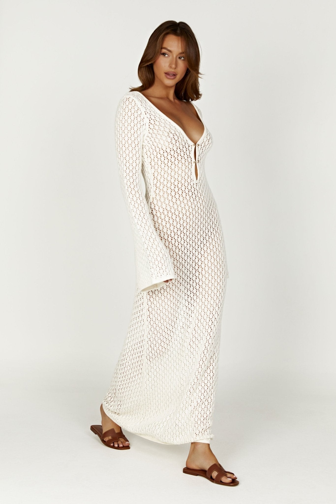 Zara™ | Mesh White Maxi Dress